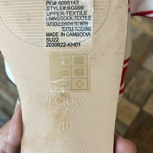 J Crew Red White Striped Knotted Slide Sandals Size 10 - Picture 5 of 8